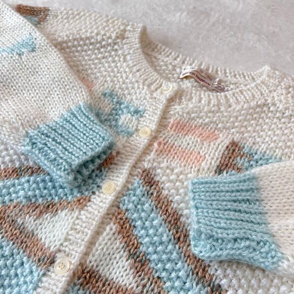 Lauren Hansen Vintage Knit Cardigan Sweater pastel Women’s size Small Geometric - Picture 4 of 6